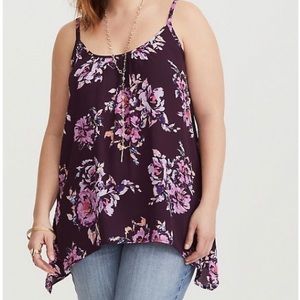 Torrid Purple Floral Georgette Sharkbite Cami Size 00